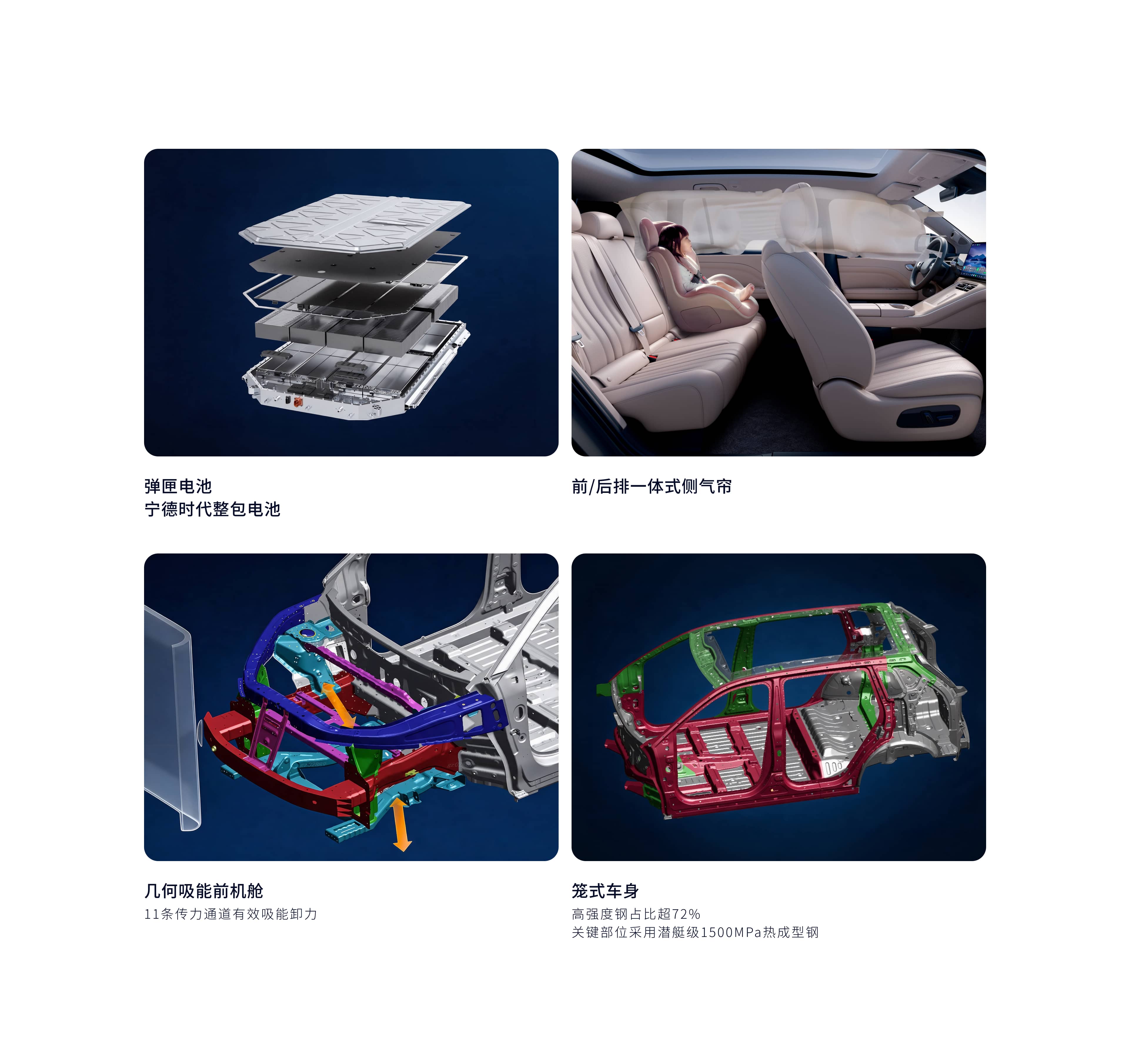 广汽埃安 AION i60 官方后排空间与安全结构展示图